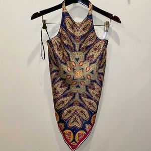 Zara Patterned Tie Back Triangle Halter Top